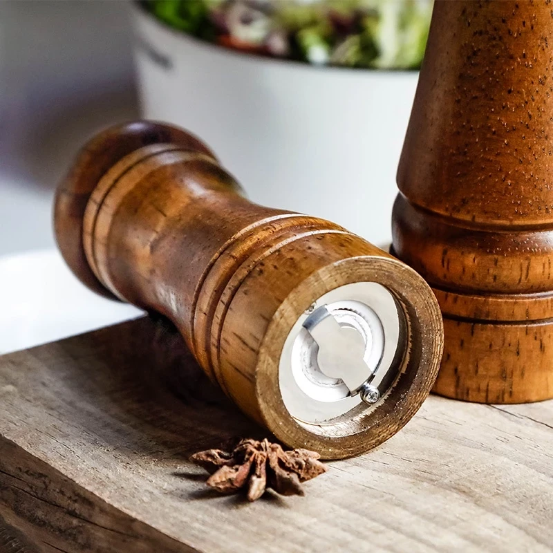 Dụng cụ xay hạt tiêu, gia vị khô bằng gỗ cổ điển sang trọng cho nhà hàng và gia đình | Cối xay hạt tiêu nhà bếp