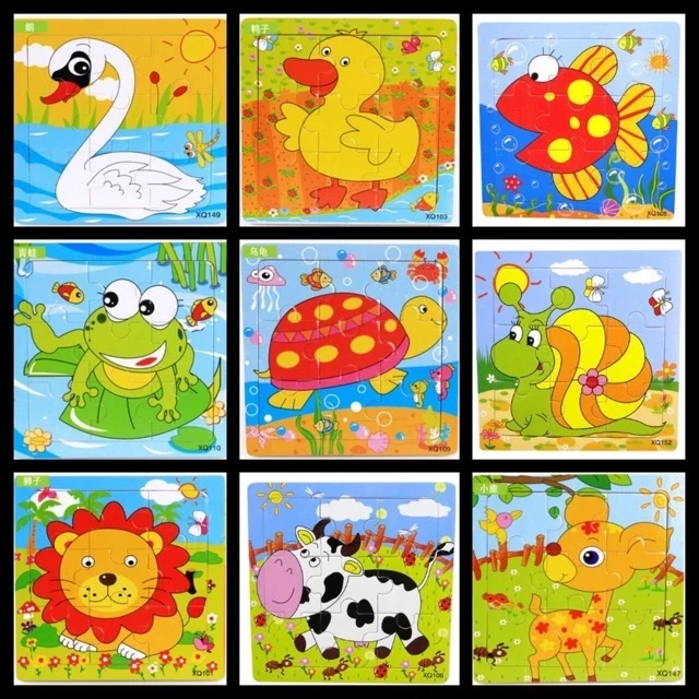 Tranh Ghép Hình 9 Mảnh Bằng Gỗ Nhiều Chủ Đề, Đồ Chơi Xếp Hình Giúp Bé Kích Thích Sáng Tạo